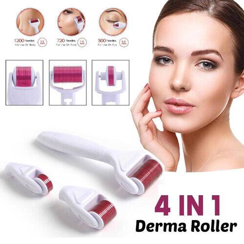 4 in 1 Facial Skin Care Derma Roller Set 0.5mm 1.0mm 1.5mm Titanium Micro Needles Count for Eye Face Body With Travel Case, 2 image