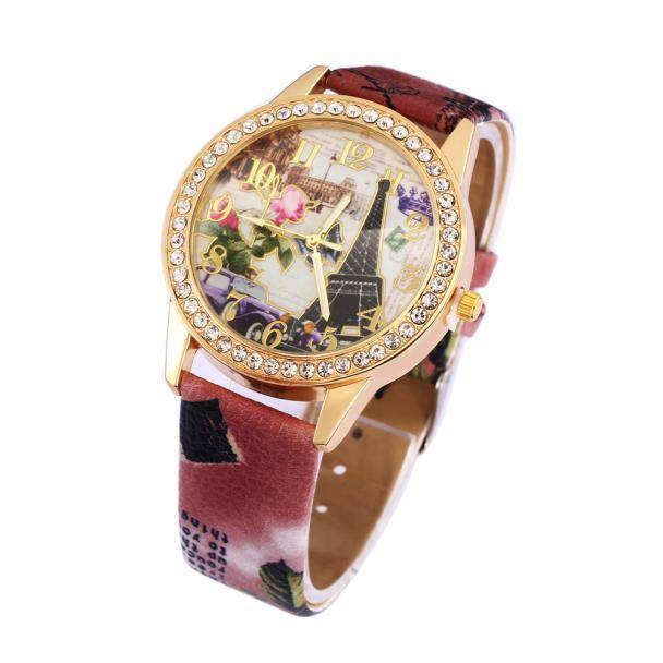 Fashion Vintage Paris Eiffel Tower Leather Quartz Watch Women Casual Crystal Wristwatch, 3 image