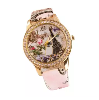 Fashion Vintage Paris Eiffel Tower Leather Quartz Watch Women Casual Crystal Wristwatch, 2 image