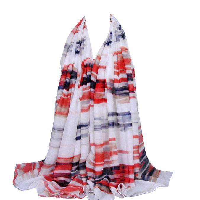 Fashion Women Color Stripe Soft Wrap Scarf Ladies Shawl Paris Yarn Scarves, 4 image