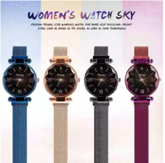 Fashion Quartz Wrist Watch Stainless Steel Starry Sky Watch Strap with Magnet Starry Face with Diamonds Full of Stars Women Watch Female Luxury Paris, 2 image