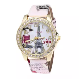 Diamond Insert Eiffel Tower In Paris Wrist Watch Women Printing Wrist Watch, 3 image