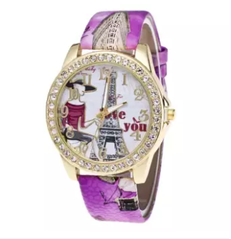 Diamond Insert Eiffel Tower In Paris Wrist Watch Women Printing Wrist Watch, 4 image