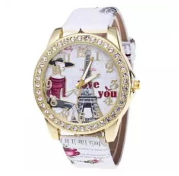 Diamond Insert Eiffel Tower In Paris Wrist Watch Women Printing Wrist Watch, 5 image