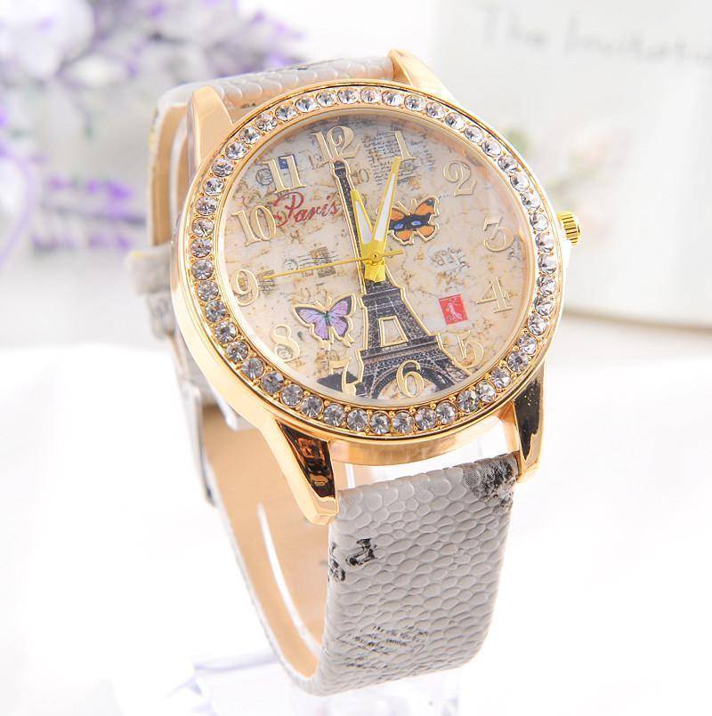 Fashion Paris Style Tower Butterfly PU Leather Women Watch, 4 image