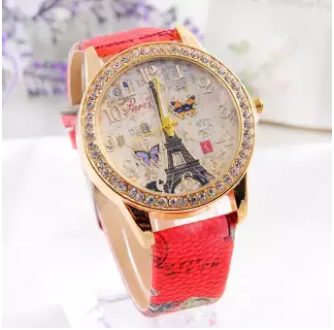 Fashion Paris Style Tower Butterfly PU Leather Women Watch, 2 image