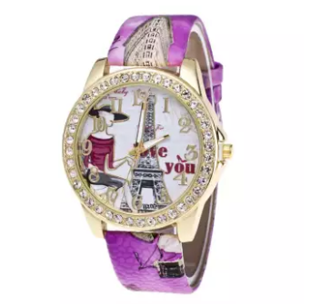 Fashion Diamond Insert Eiffel Tower In Paris Wrist Watch Women Printing Wrist Watch, 4 image