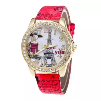 Fashion Diamond Insert Eiffel Tower In Paris Wrist Watch Women Printing Wrist Watch, 5 image