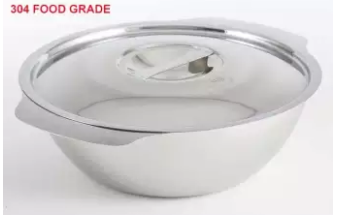 Stainless Steel Soup Bowl with SS Lid - 20cm - Silver