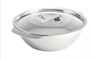 Stainless Steel Soup Bowl with SS Lid - 20cm - Silver, 2 image