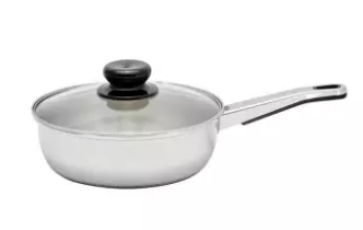 Stainless Steel Frying Pan with Glass Lid - 18cm - Silver, 2 image