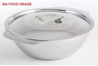 Stainless Steel Soup Bowl with SS Lid - 12cm - Silver