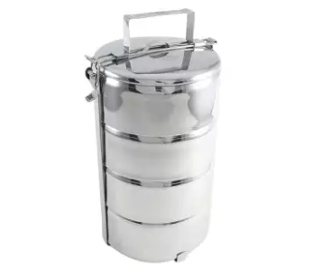 Stainless Steel Food Carrier - 14 cm-4Bowl - Silver, 2 image