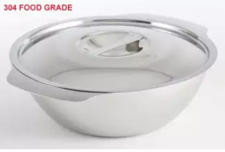 Stainless Steel Soup Bowl with SS Lid - 18cm - Silver