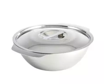 Stainless Steel Soup Bowl with SS Lid - 18cm - Silver, 2 image