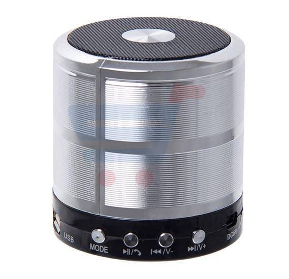 Mini Bluetooth Wireless Speaker WS-887 - Silver and Black