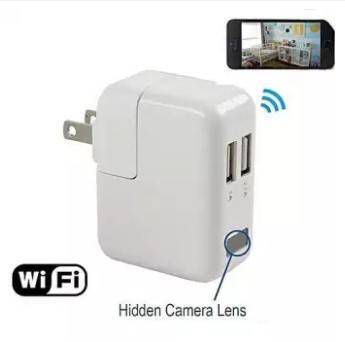 1080P Full HD USB WiFi Hidden Spy Camera Wall Travel Charger -White