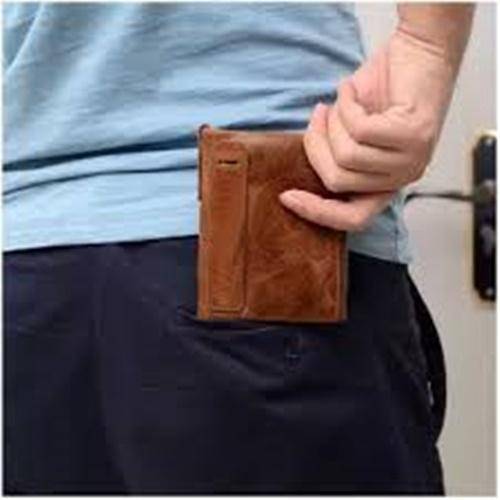 Brown Original Leather Card Holder and Two Zipper Pockets Wallet for Men