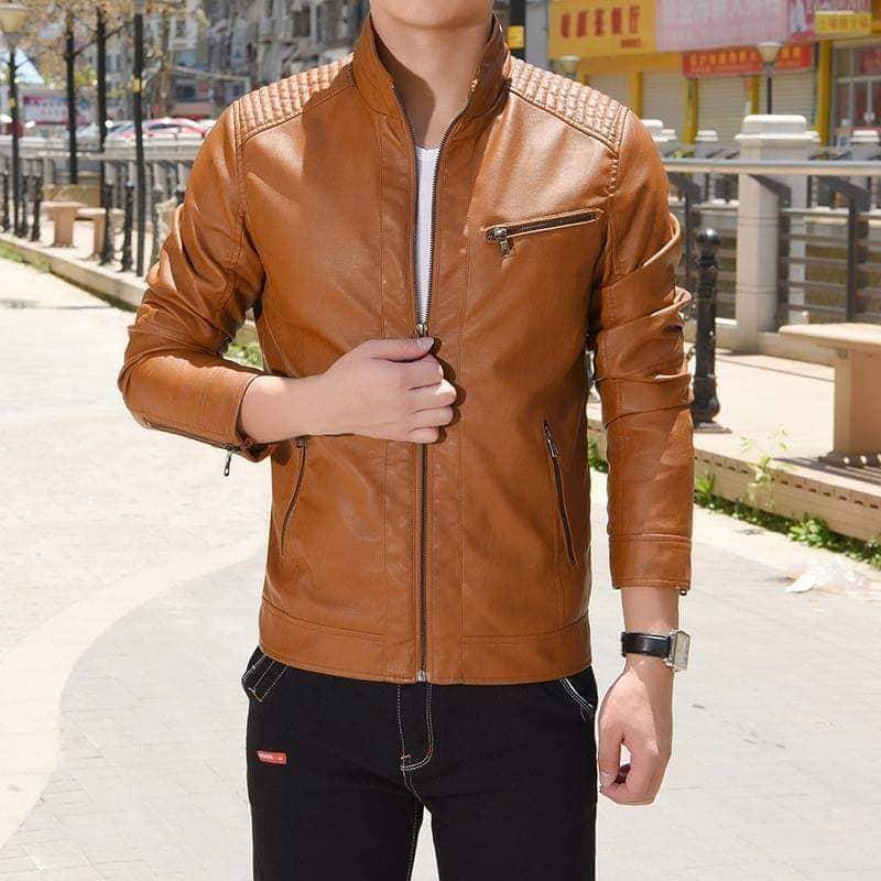 Brown Leather Stylish Jacket | Kablewala Bangladesh