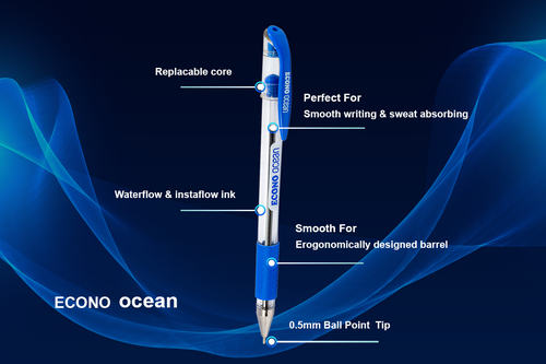 Econo Ocean pen Blue body color- 15 Pcs pens /Quantity - unique Ball point pens - Black ink color - Standard qualities pens with stylish gripper, 7 image