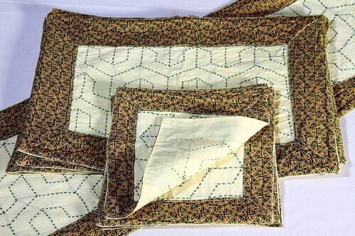 Classical kantha stitched table mat, 4 image