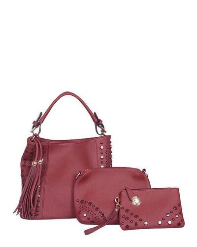 Maroon PU Leather Hand Bag For Women, 2 image