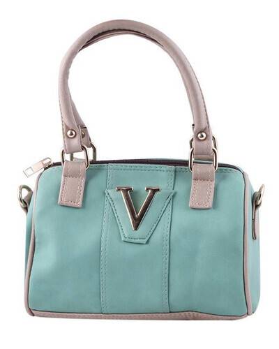 Leather Casual Hand Bag For Women - Cadet Blue