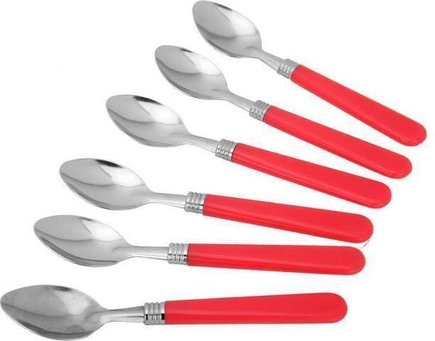 Red PEARL Stainless Steel Table Spoon Set (Pack of 6)