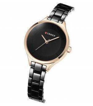 CURREN 9015 Black Stainless Steel Analog Watch For Women, 2 image