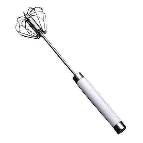 Stainless Steel Rotable Hand Egg Beater  Silver