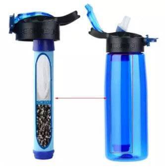 Protable Water Bottle with Integrated Filter Straw