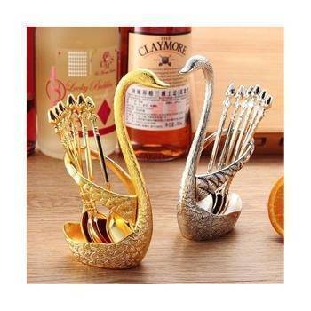 Swan Stand With 6pcs Spoon Set