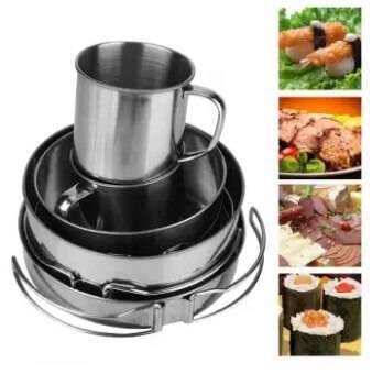 8 IN 1 Camping Stainless Steel Cookware  For Outdoor Cook Set