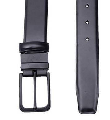 Black Artificial Leather Formal Belt For Men, 3 image