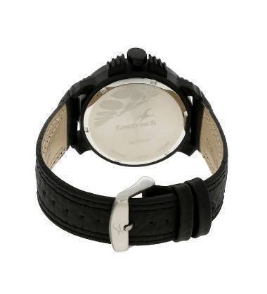 Fastrack Green Dial Black Leather Strap Watch, 3 image