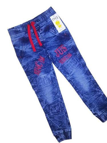 Blue Cotton Stitched Denim Pant