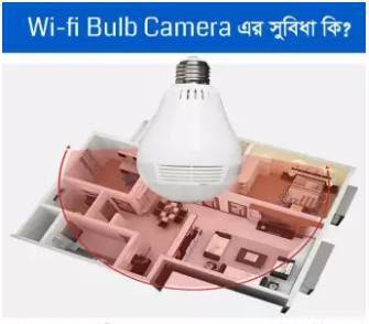 Bulb 360 Degree 3D Panoramic Audio Night Vision HD IP Camera, 2 image