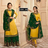 Unstiched Green & Yellow Georgette Gown For Women