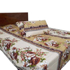 Cream Color Floral Printed King Size Bed Sheet