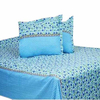 Floral Printed King Size Bed Sheet-Sky Blue