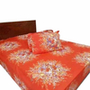 King Size Floral Bed Sheet-Orange