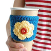 Blue Floral Design Mug Cover