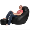 Super Comfortable Lazy Sofa_XXXL Pear Shape_Black with Footrest