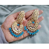 Long Kundan Beads Ear Ring (Blue)