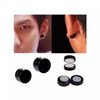 Pair of 6 mm Black Circular Magnetic Stud Earrings For Men