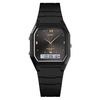 SKMEI 1604 Black PU Dual Time Sport Watch For Unisex - Black