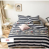 Striped  Black White Cotton Bed Cover With Comforter