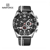 Naviforce NF8019L Black PU Leather Chronograph Watch For Men - Silver & Black
