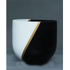 Handpainted terracotta pot Round Shape - White & Black