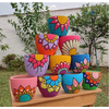 Handpainted terracotta pot 5/6 inch- Multicolor